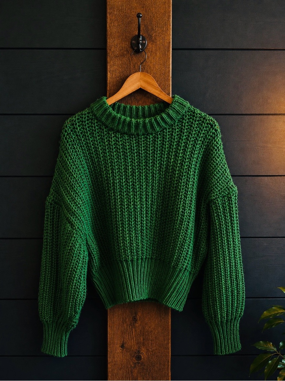 🖤H&M Green Chunky Crewneck Sweater - Women's Knit Pullover